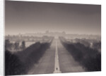 England, Berkshire, Aerial view of two people walking on long path with windsor castle in background by Assaf Frank